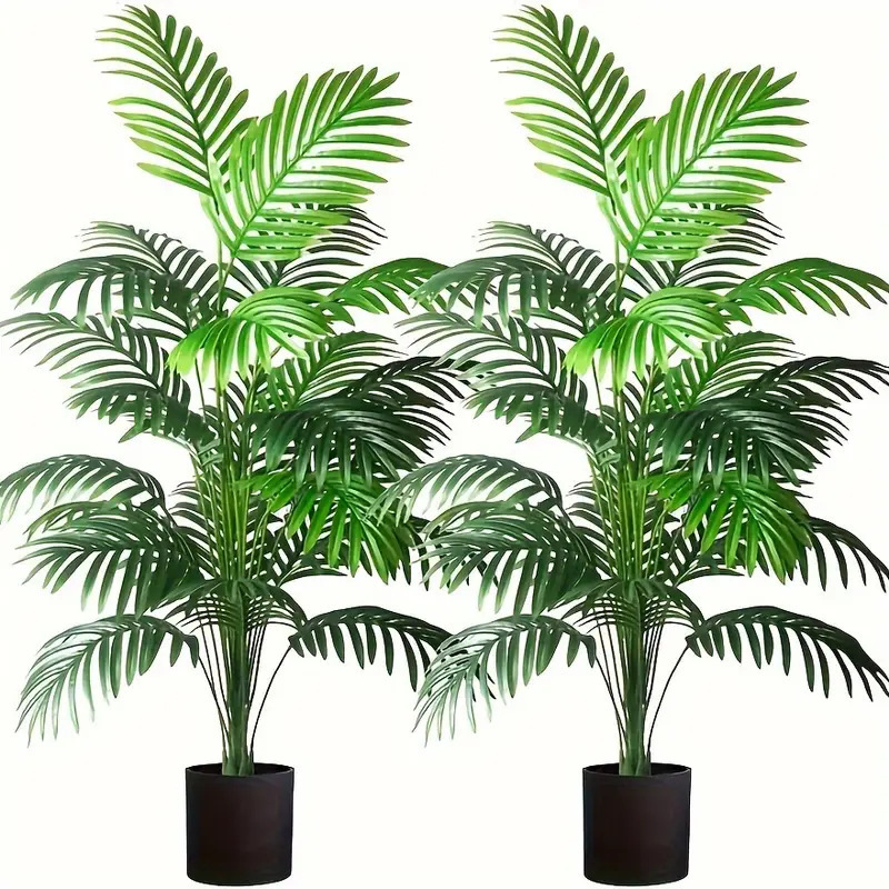 Ficus Lyrata Tree - ต้นปาล์มอะรีกาปลอม 24 ใบ ต้นไม้ประดิษฐ์ในกระถางพลาสติกสีเขียว ต้นไม้ปลอม บอนไซ