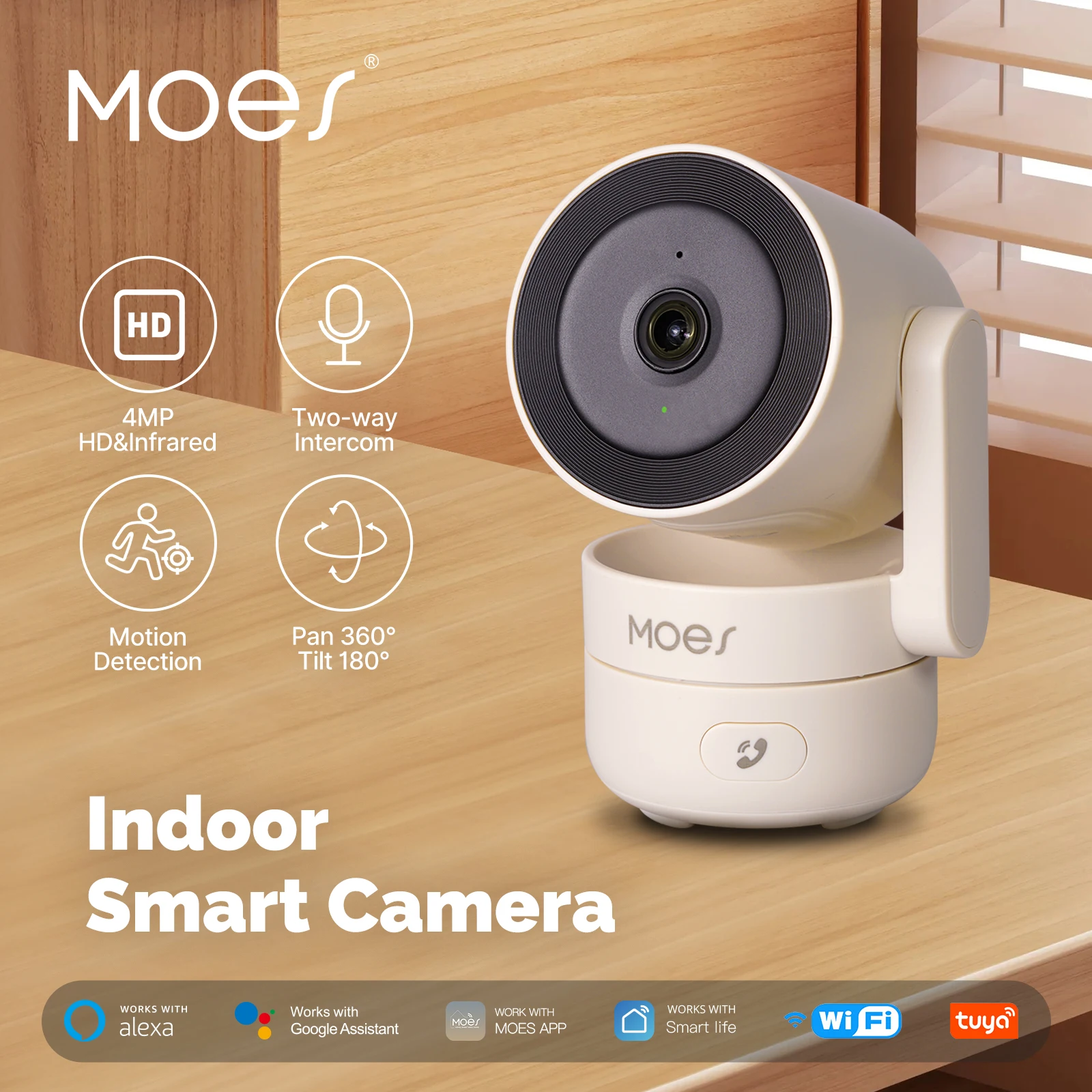 Eufy Camera E220 - MOESTuya WiFi ในร่ม Pan/Tilt กล้องรักษาความปลอดภัยอัจฉริยะ 4MP