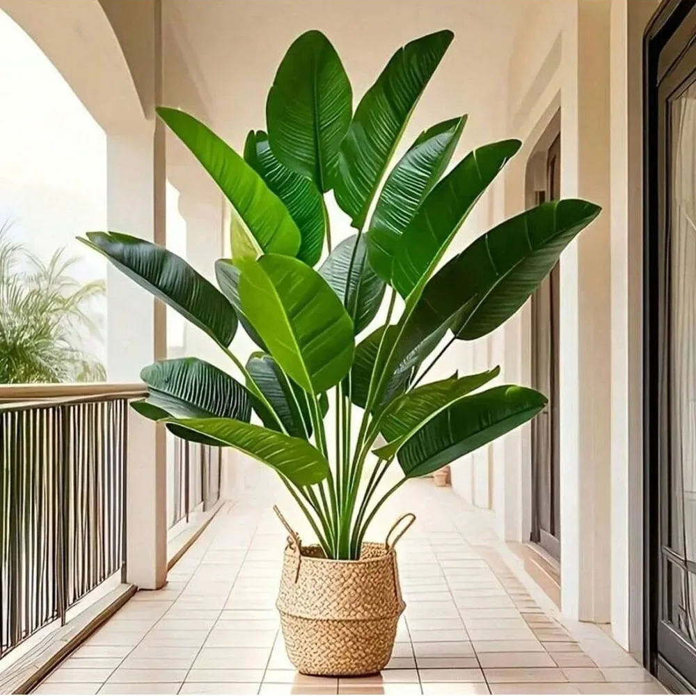 Ficus Lyrata Tree - 1 PC 18 ใบพืชประดิษฐ์ขนาดใหญ่ปาล์มเขตร้อนต้นไม้ปลอมกล้วยพืชใบสัมผัสจริงสําหรับ Home GARDEN